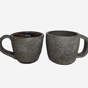 Handcrafted Studio Pottery Mug Set of 2 – Rustic Gray Speckled Stoneware